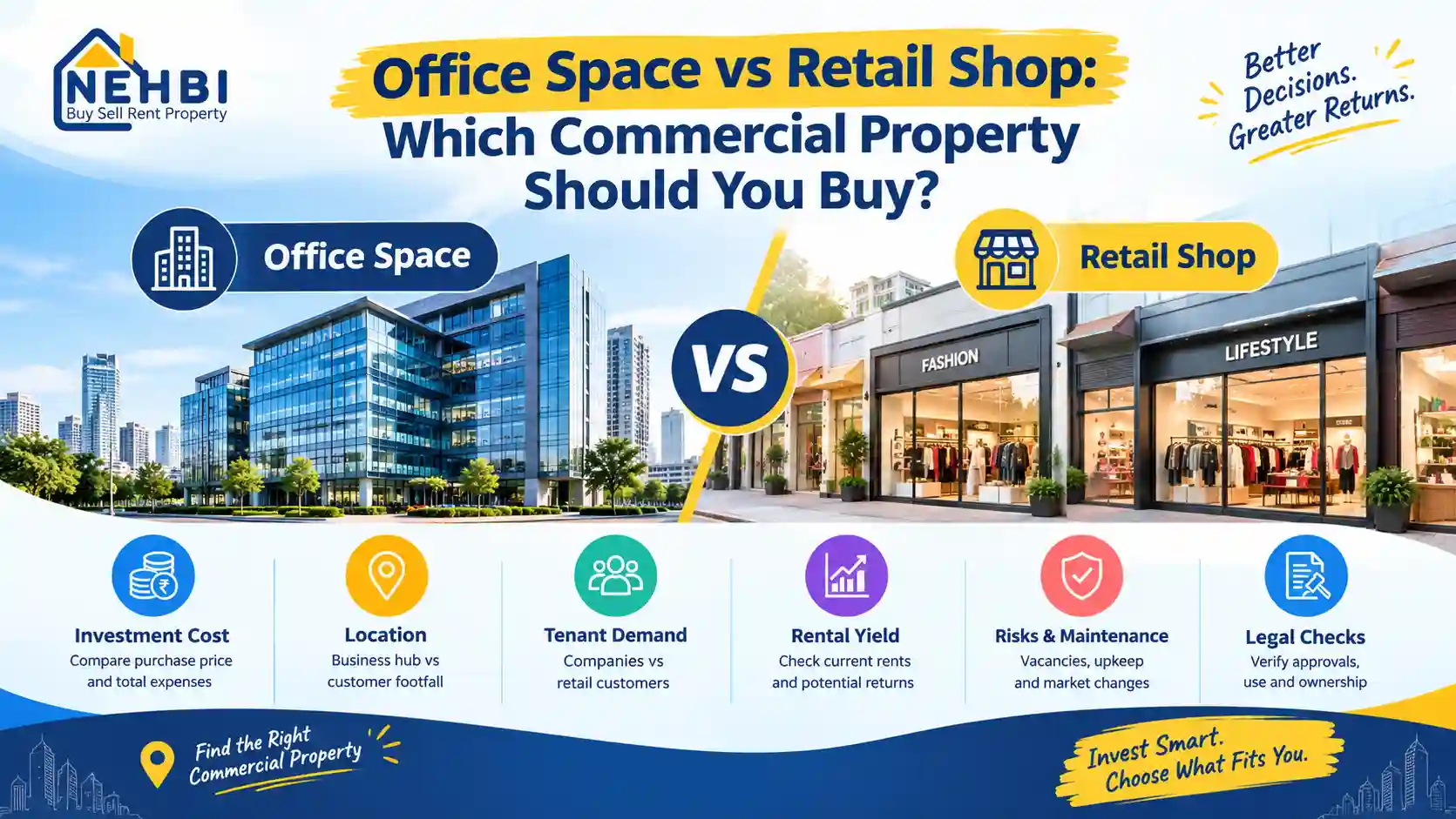 Office Space vs Retail Shop: Which Commercial Property Should You Buy?
